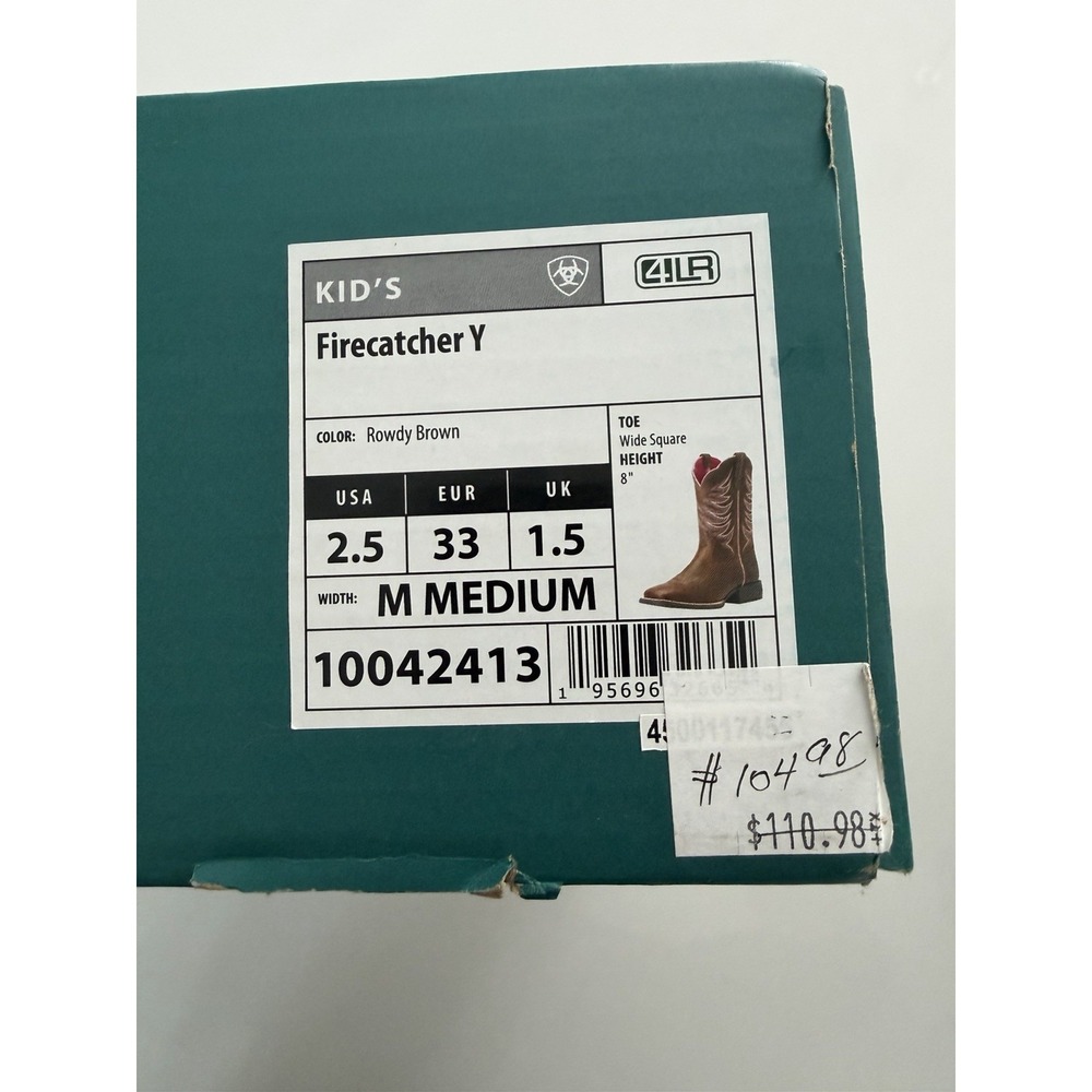 Ariat Firecatcher Y Kids Western Cowboy Boots Rowdy Brown Pink Size 2.5 M EU 33 - Picture 3 of 16